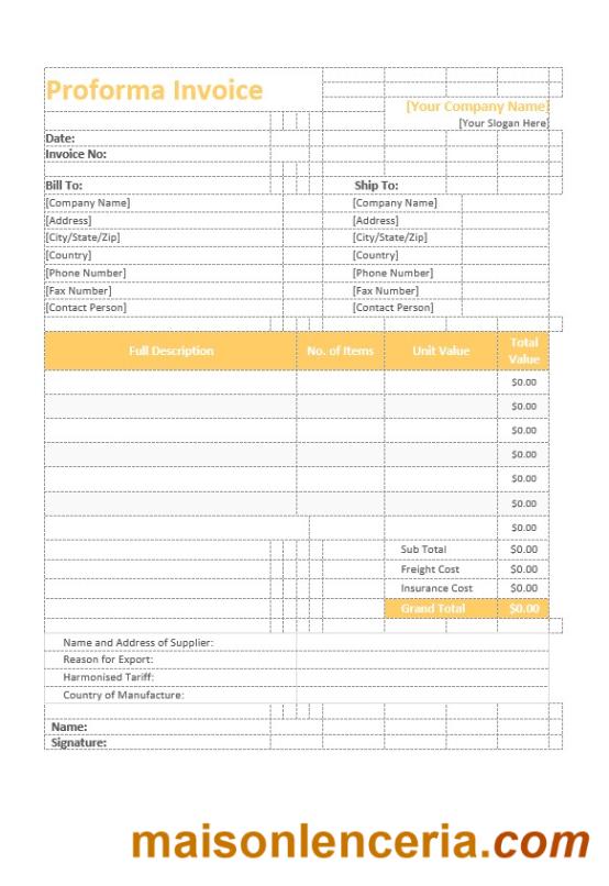 Szablon faktury Proforma w formatach Word i PDF